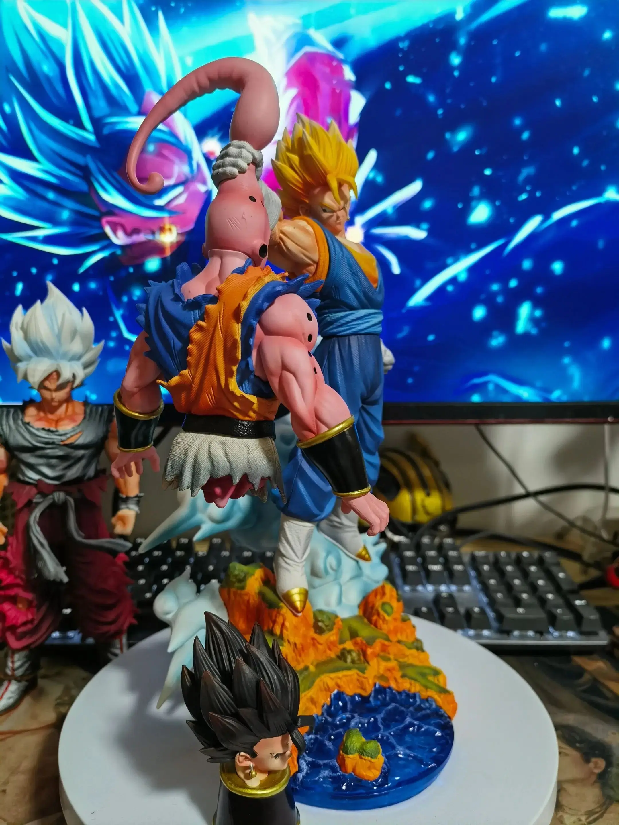 YS Studio Dragon Ball Z Vegito VS Buu Battle Figure - 33 ซม.PVC Double Head Sculpt สะสมรูปปั้น DBZ อะนิเมะ Diorama