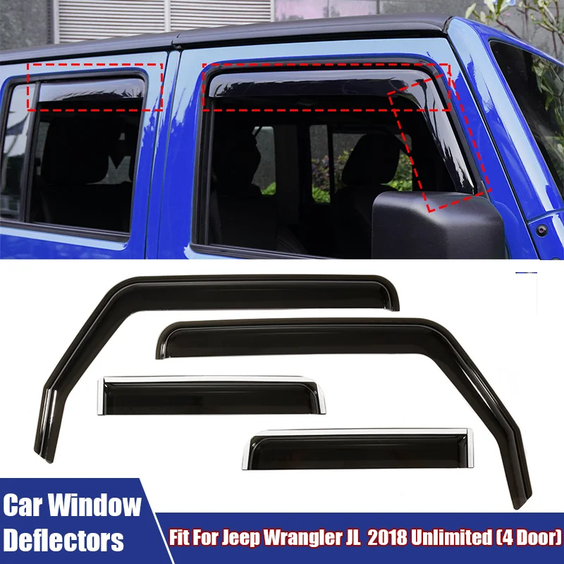 

4Pcs/Set Door Window Top Sealing Frame Trim Strips Fit For Jeep Wrangler JL 2018-2020 4-door Automotive Modification Accessories
