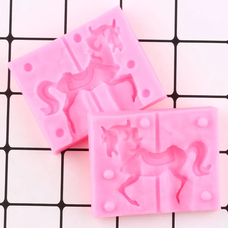 Carousel Horse Silicone Candle Mold Clay Soap Molds Cupcake Topper Fondant Cake Decorating Tools DIY Candy Chocolate Molds