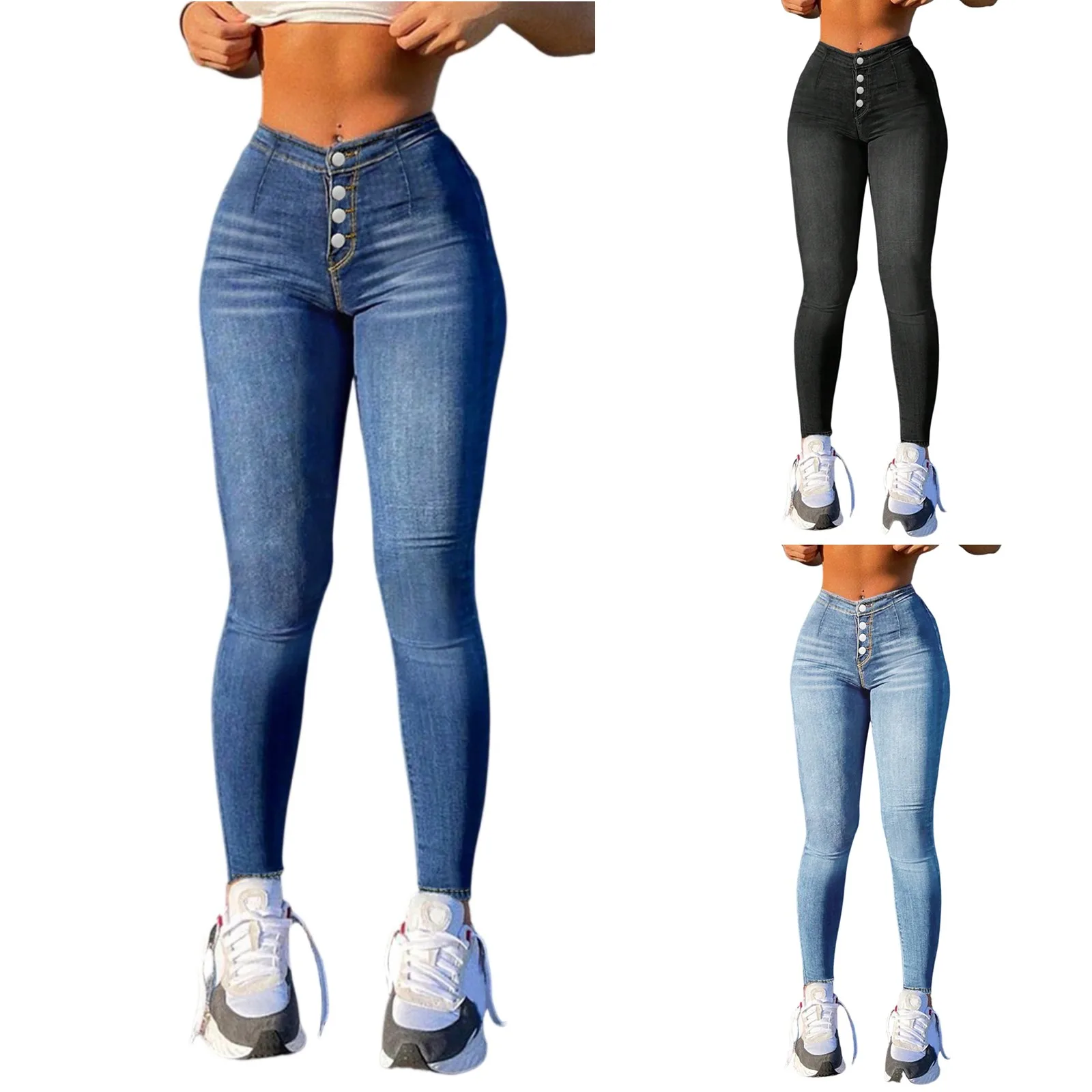 Jeans dimagranti alla caviglia alla moda da donna Lady Casual semplice tinta unita design elastico pantaloni in denim ragazza abbigliamento da strada quotidiano