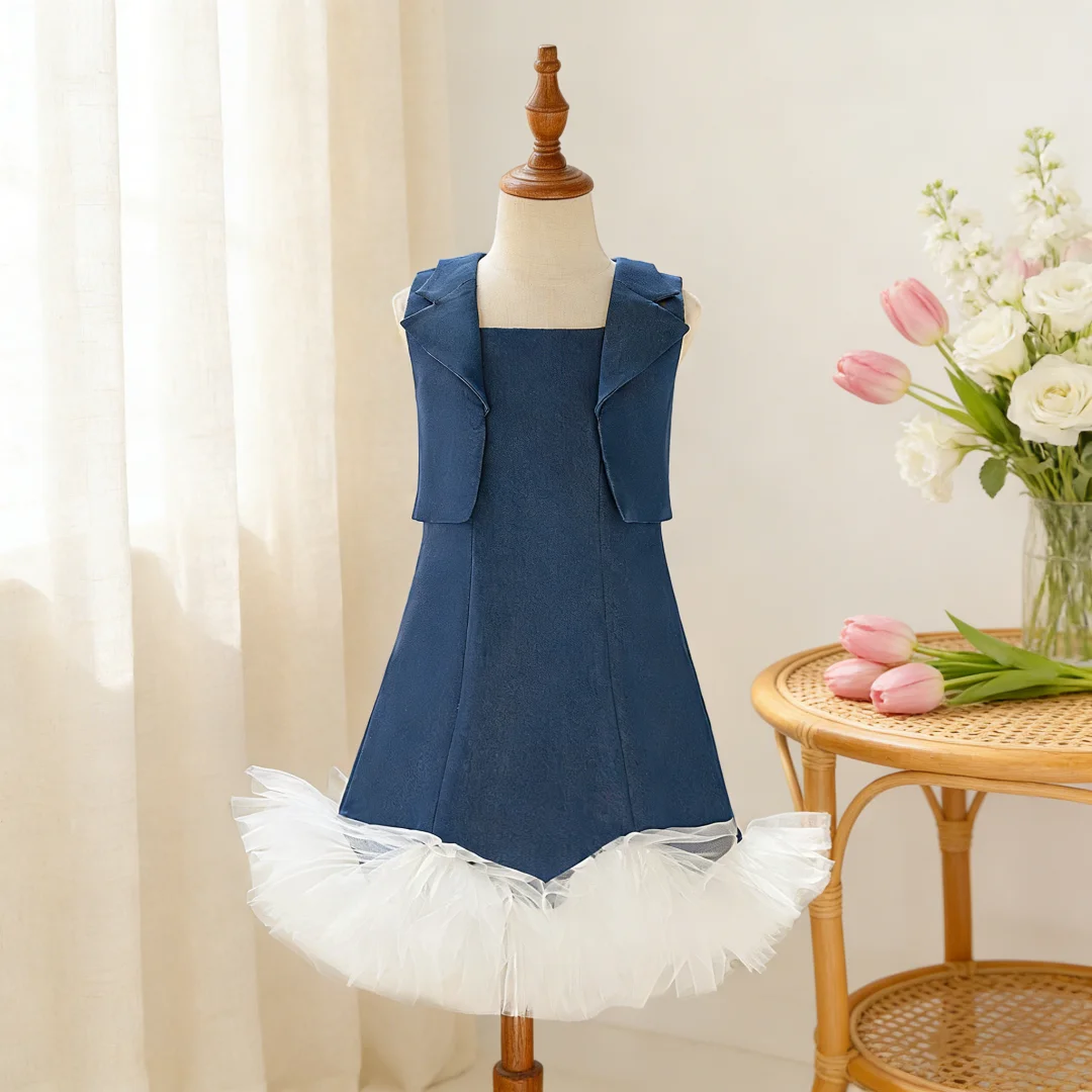 

Childrens Two Piece Set Ball Gown Wedding First Birthday Banquet Stage Host Piano Show Performance Dress