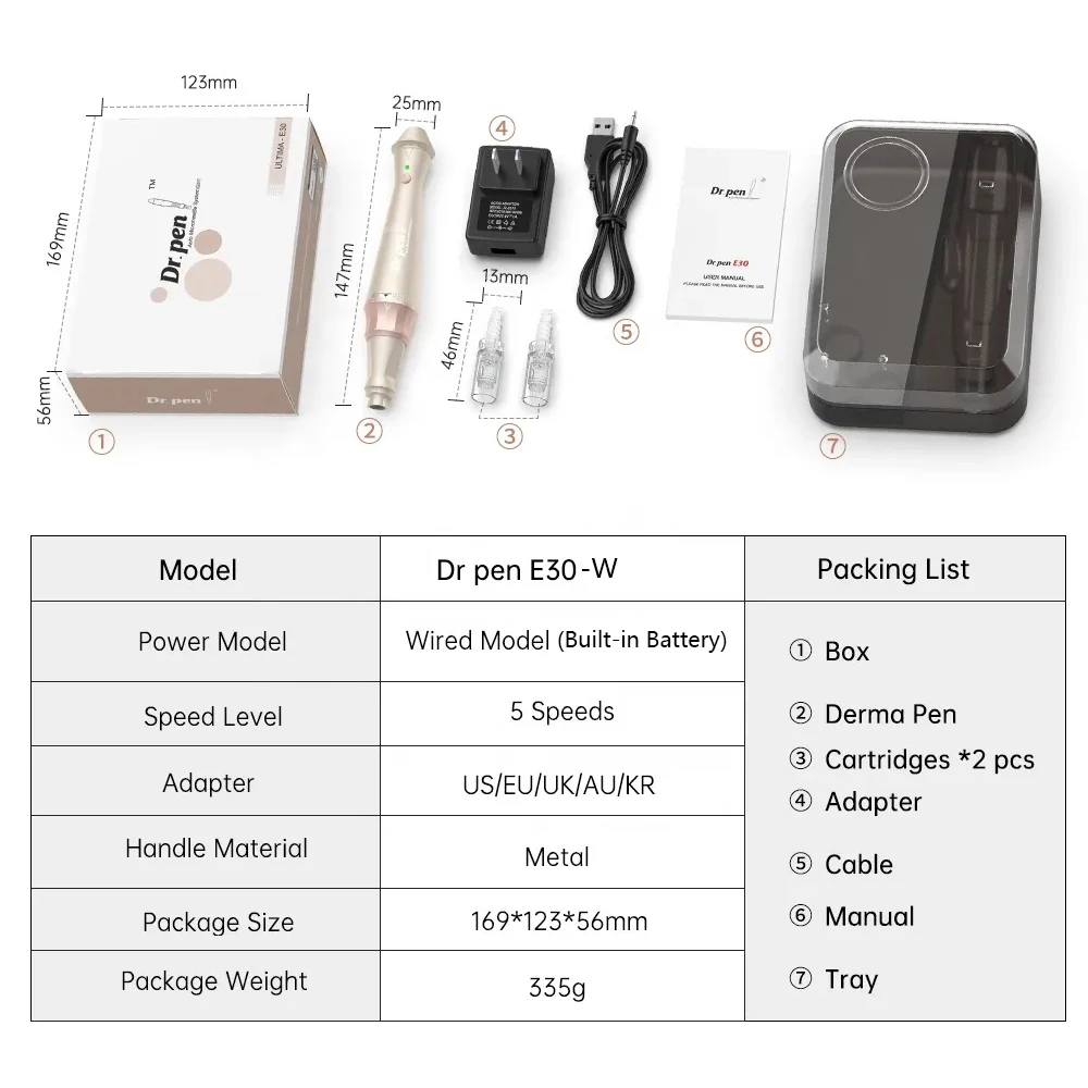 Dr.pen E30-W Ekai Original Wireless Electric Dermapen Facial Microneedling Pen Professionnel Kit Skin Care Device With CE