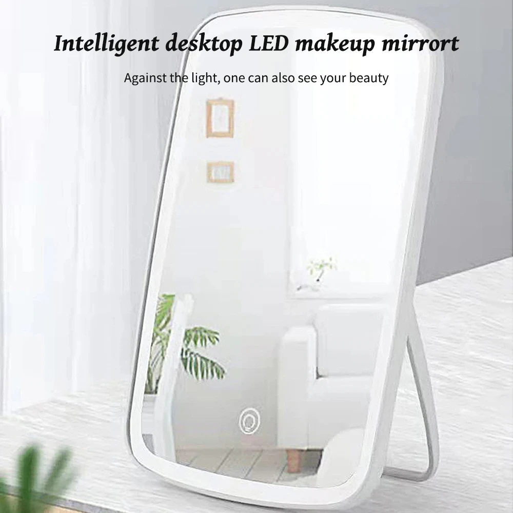 3 Colors Makeup Mirror With Led Light Adjustable Daylight Beauty Vanity Mirror Foldable With USB Rechargeable Cosmetic Mirror