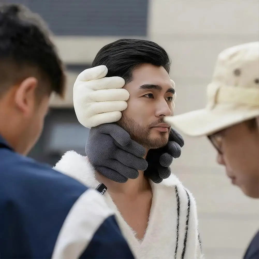 غطاء للأذنين إبداعي على شكل يد مضاد للتجميد غطاء للأذنين بارد دافئ غطاء للأذنين من القطيفة غطاء للأذنين شتوي لطيف