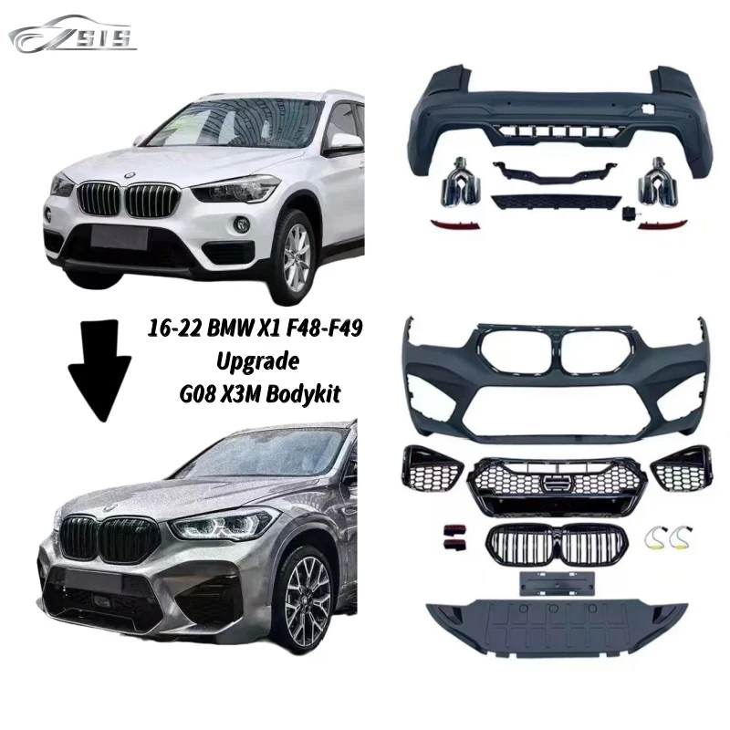 

X1 F48 F49 Upgrade to New G08 X3M Body Kit for Front Rear Bumper Grille Diffuser X1 F48-F49 16-22 Old to New G08 X3M