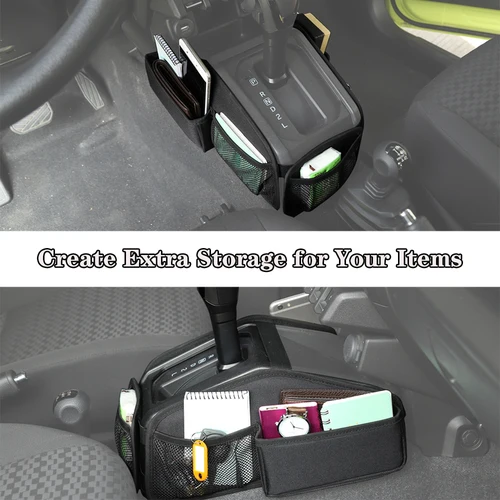 Imagen 2 del producto Bolsa de almacenamiento para cambio de marchas de coche, bandeja organizadora, contenedor para Suzuki Jimny 2019-2024 JB64 JB74, accesorios interiores para guardar y orden