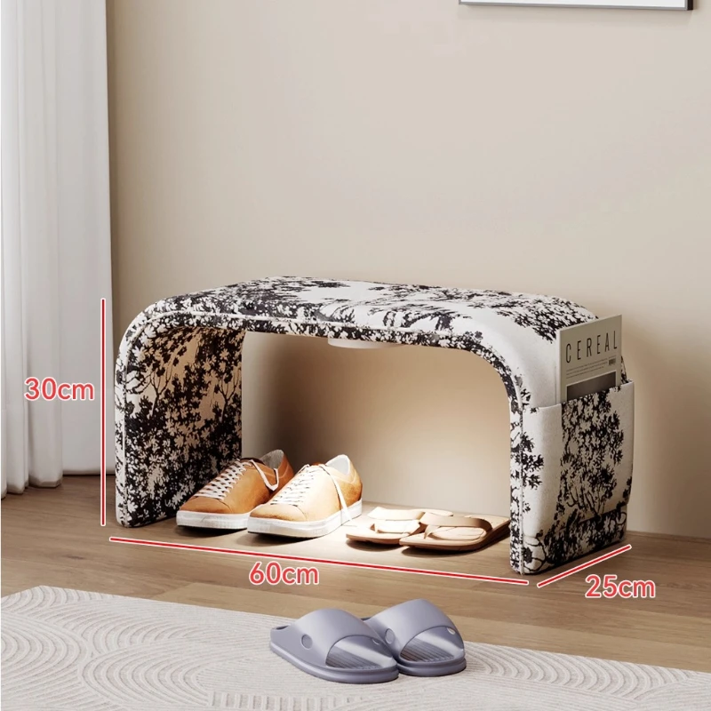 ‌ مسند قدم كريمي حديث، مقعد أحذية ناعم للممر، مقعد منجد مريح، لهجة منزلية راقية