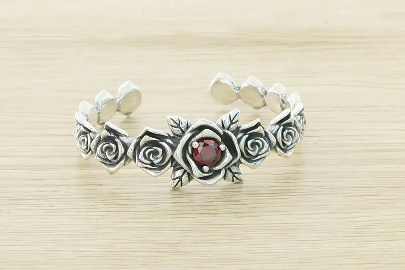 925 sterling silver retro rose high-end feel bracelet for women in Instagram niche design, light luxury, exquisite and personali