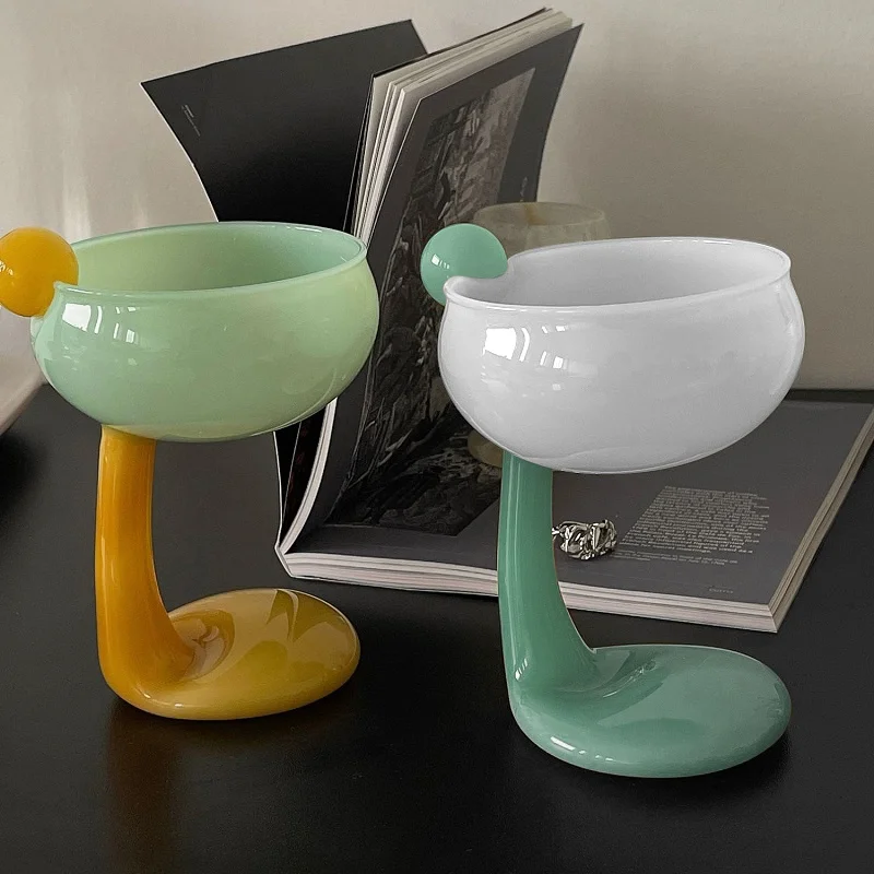 Cute Duck Palmes Goblet Dessert Glass Mug Ice Cream Cup Stained Glass Wine Glass Cold Drink Tea Cup Oatmeal Bowl Cocktail Glass