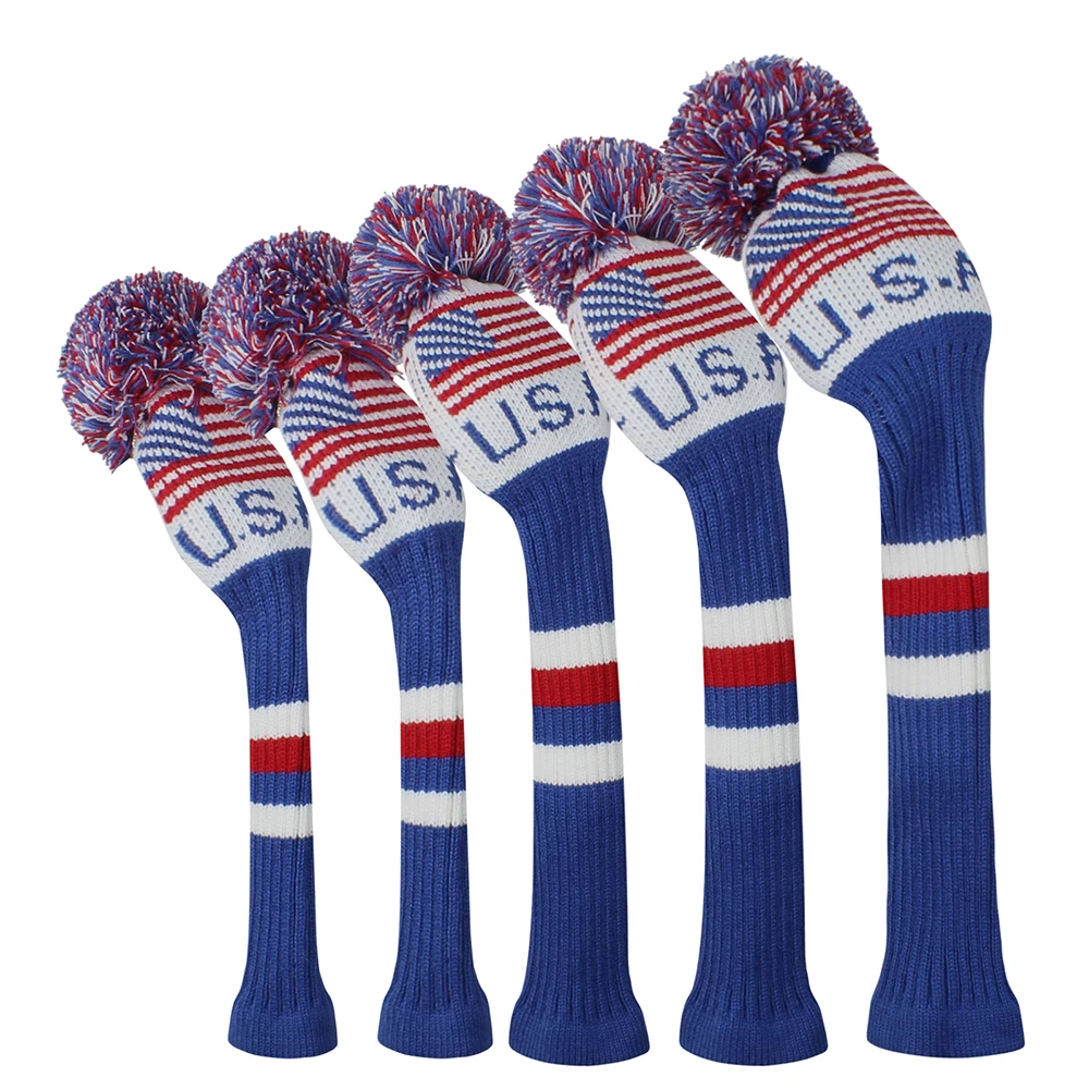 5 Pcs/set Golf Clubs Headcover Knitted Hybrid UT Driver Fairway Wood 1 3 5 Wood Knitting Cover