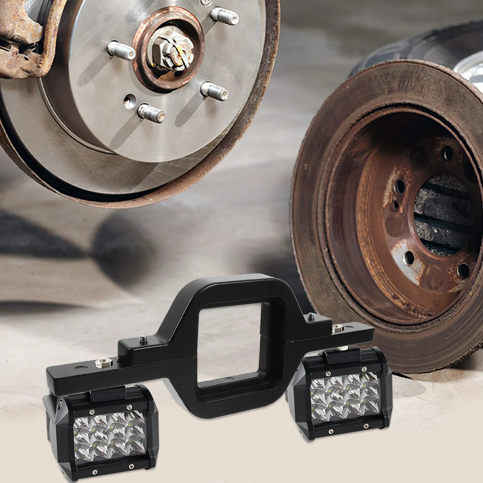 

Черный кронштейн для буксировочного устройства с двойными светодиодными фонарями заднего хода, универсальное крепление для прицепов, автодомов, внедорожников