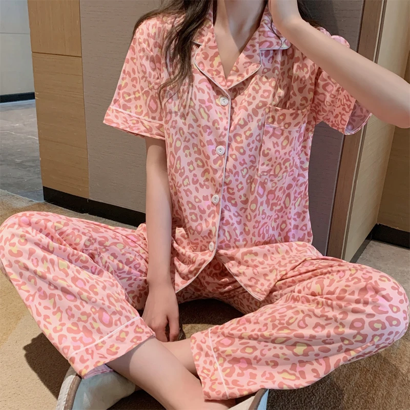 Korean Style Cute Grid Girls Pajamas Set Summer New Short Sleeves Leisure Sleepwear Women Loose Nightwear Soft Homewear Suit