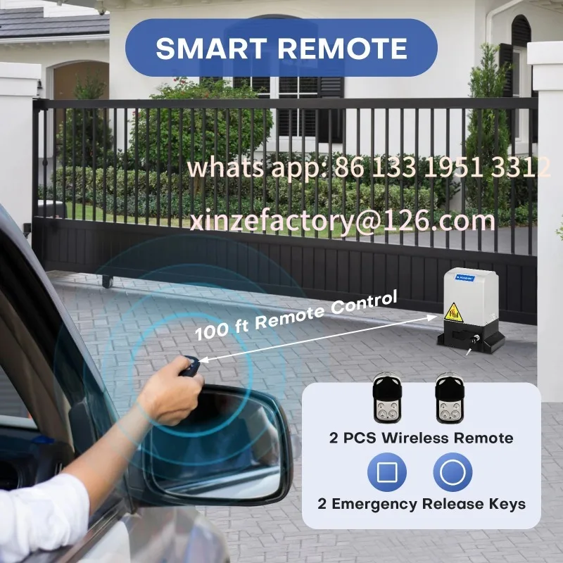 

Customizable ROOMARK Automatic Sliding Gate Opener 1800 lb，Electric Rolling Driveway Slide Gate Motor with 2 Remote Controllers