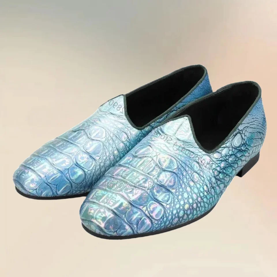 

Colorful Crocodile Print Round Toe Men Loafers Fashion Slip On Men Casual Shoes Luxurious Handmade Party Banquet Men Dress Shoes