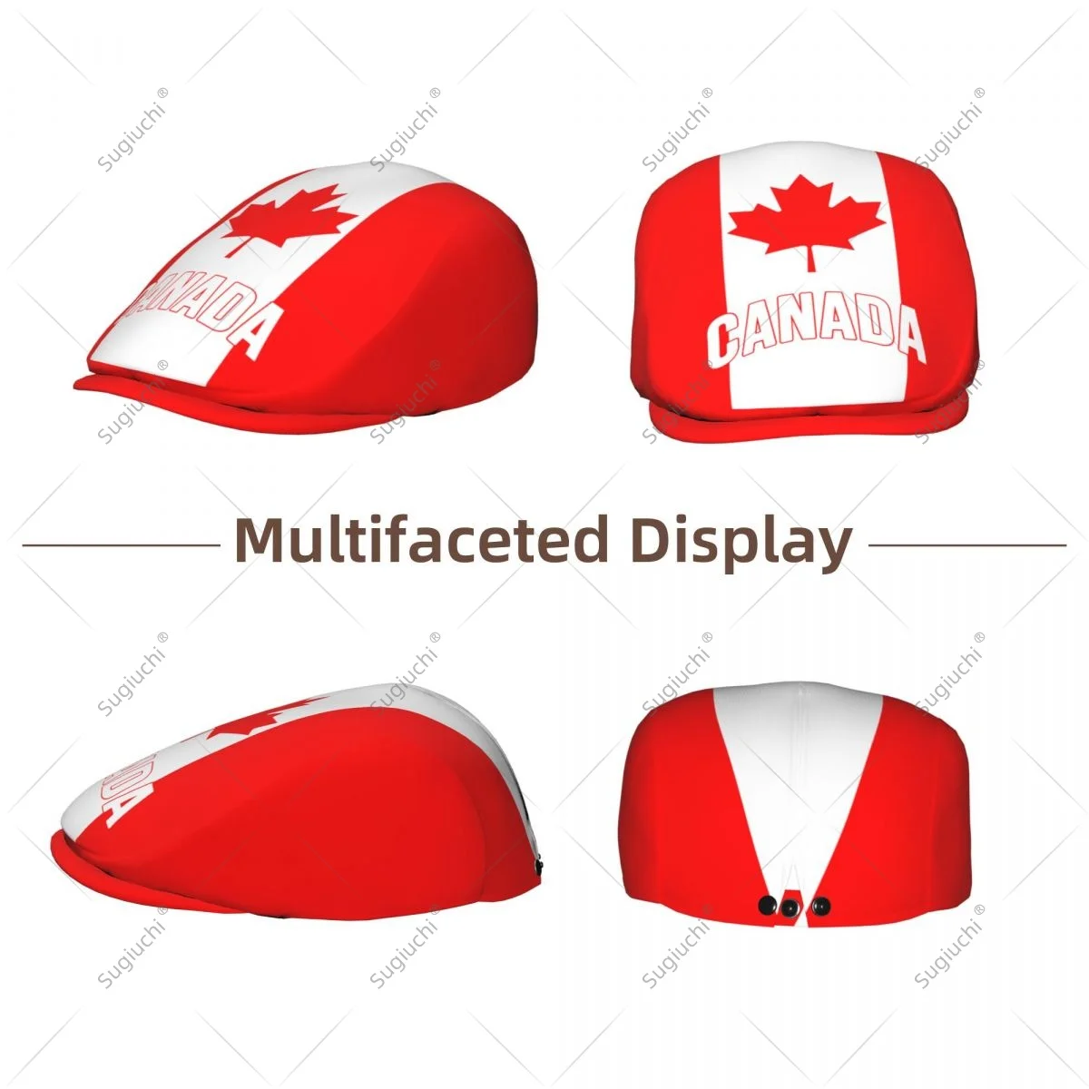 Forward cap Canada Flag Men Women Flat Newsboy Driving Hat Cap Short Brim for Driving Daily visors hat