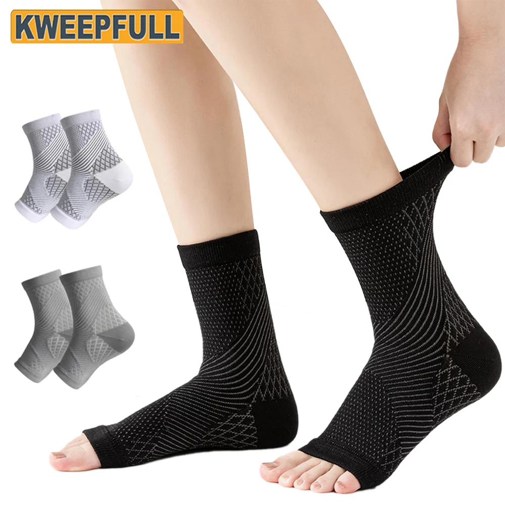 1 Paar Knöchel-Kompressionsmanschetten mit Fußgewölbestütze, Neuropathie-Socken für Plantarfasziitis, Fersenschmerzen & Linderung von Fußschwellungen