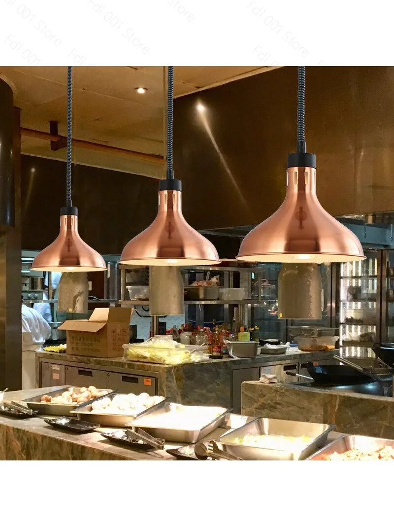 Restaurant chandelier single head telescopic hot pot barbecue shop supermarket food buffet restaurant heating lifting insulation