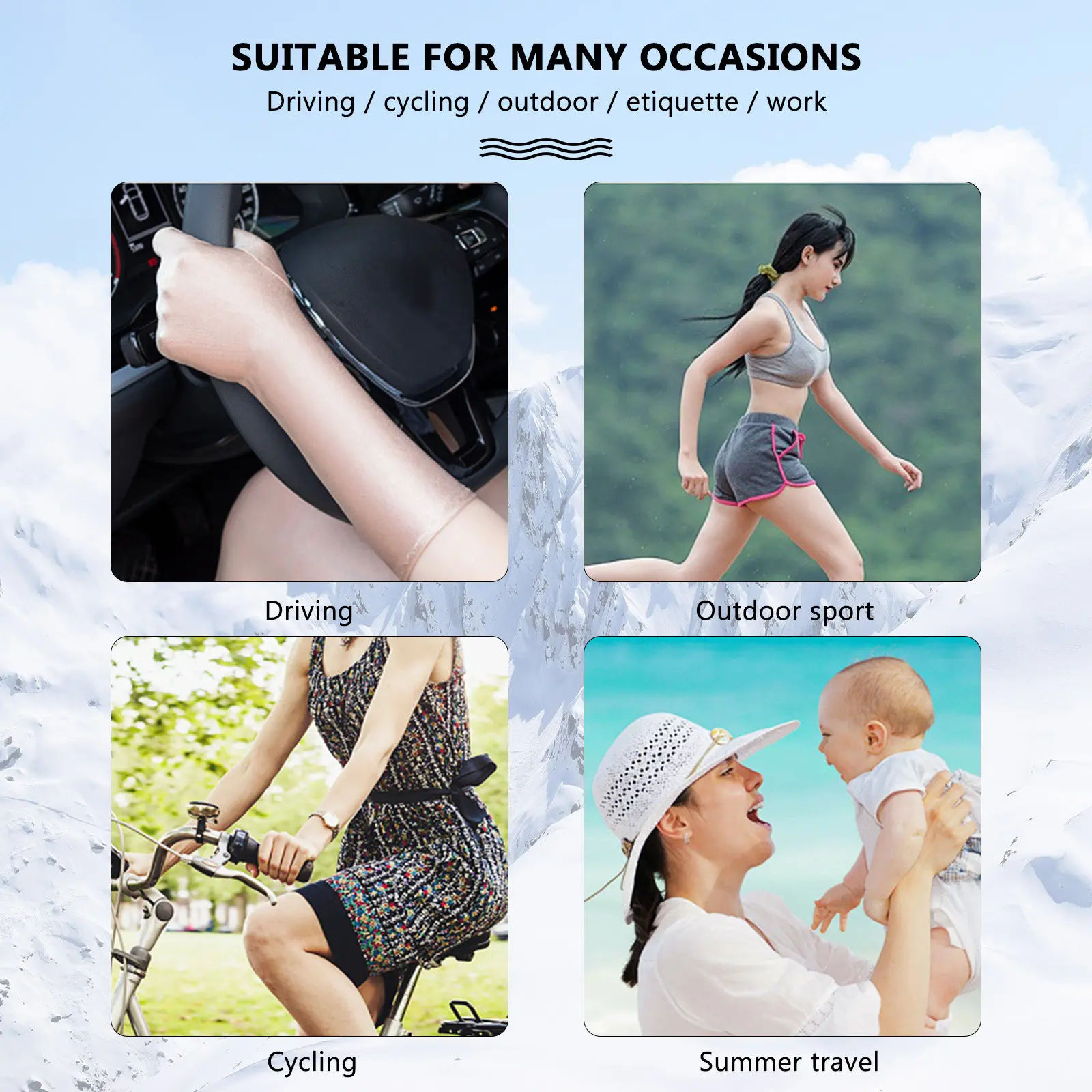 2Pairs Sunscreen Sleeves Uv Protection Arm Sleeves Breathable Cooling Ice Silk Outdoor Sports Cycling Running Golf Fishing