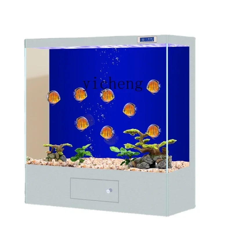 LYY Super White Fish Tank Customized Living Room Home Fish Tank Intelligent Ecological Floor Aquarium