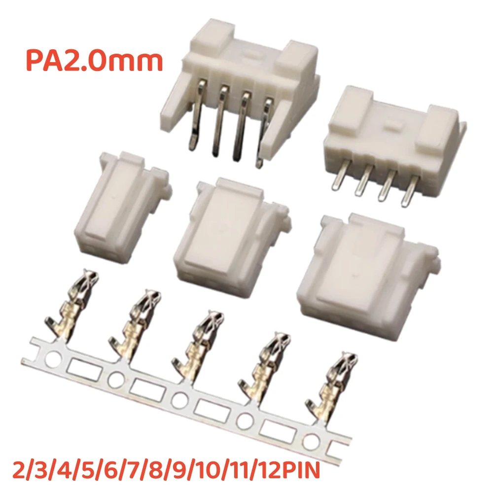 10 sets JST PAP-V-S PA PA2.0mm pitch Connector  Straight/Curved Needle  Housing Socket Terminals 2P3P4P5P6P7P8P9P10P11P12PIN