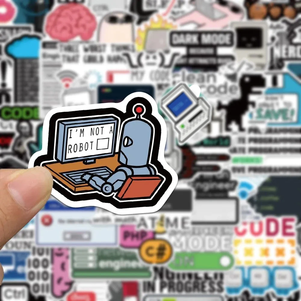 50pcs Funny Programming Meme Stickers Java JS Php Docker Html Cloud Language Decal Computer Laptop Car 404 Network Error Sticker