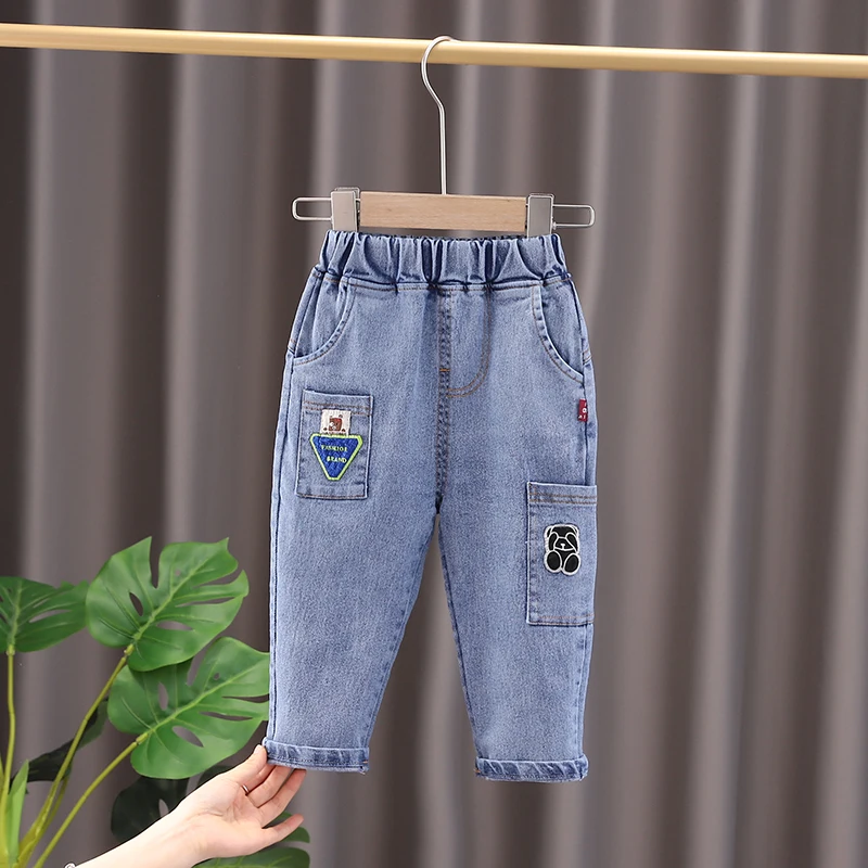 New Hot Baby Boys Girls Jeans Pants Children Trousers Boys Girls Jeans Boys Casual Pants Cartoon Jeans Kids 1 2 3 4  YEARS