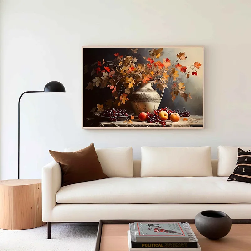 1pc frameless Canvas Painting Autumn Pumpkin Harvest Lemons Fruit Apples Farmhouse Kitchen Table Poster Print Canvas Painting Wa