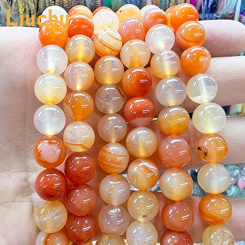 Natural Stone Orange Red Carnelian Agates Round Beads For Jewelry Making DIY Charm Bracelet Earrings15\