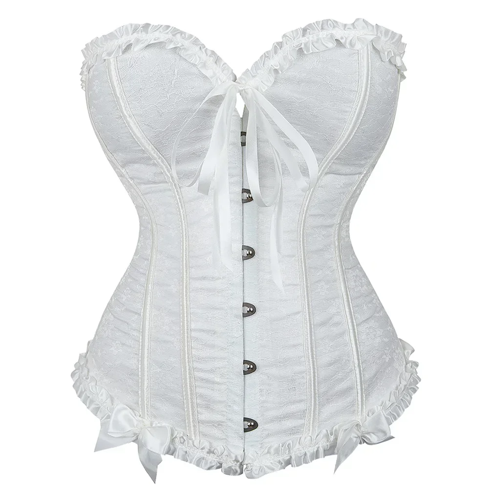 

Women's Corsets Plus Size Gothic Bustier Lace Overlay Bustiers Evening Corselet Floral Print Overbust Corset Steampunk Costumes