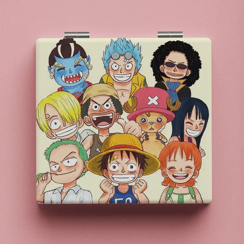 

New One Piece anime peripheral cartoon portable makeup mirror student portable folding ins mini hand-held makeup mirror gift