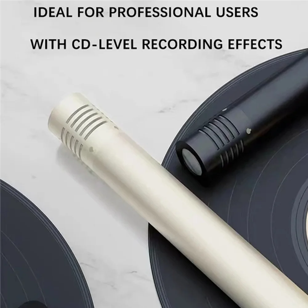 C02 Professional Condenser Small Diaphragm Instrument Recording Pencil Metal Microphone with Clip & Windscreen for Drum,Piano