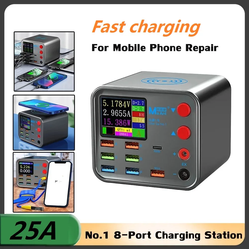 8 Port USB PD Fast Charging Wireless Charger With Anti Short Circuit Repair Function Mobile Phone Power For iPhone 15 13 Xiaomi