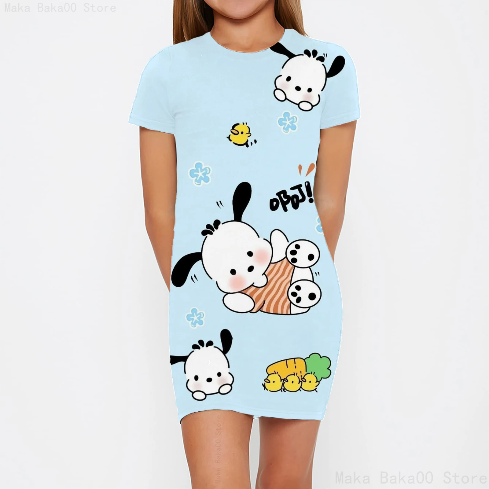 ute print Sanrio pochacco Pochacco short-sleeved T-shirt, casual and comfortable home clothes, cute cartoon girls' clothing