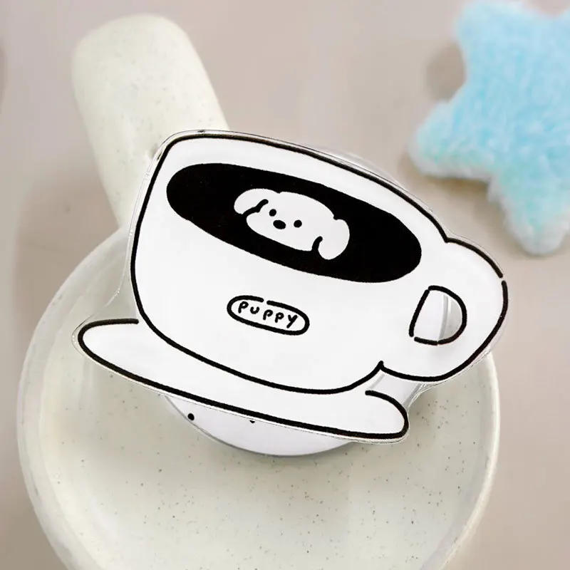

Cute Puppy Coffee Cup Magnetic Attraction Phone Grip Tok Cartoon Phone Holder For iPhone Smart Tok Stand For Magsafe Pad