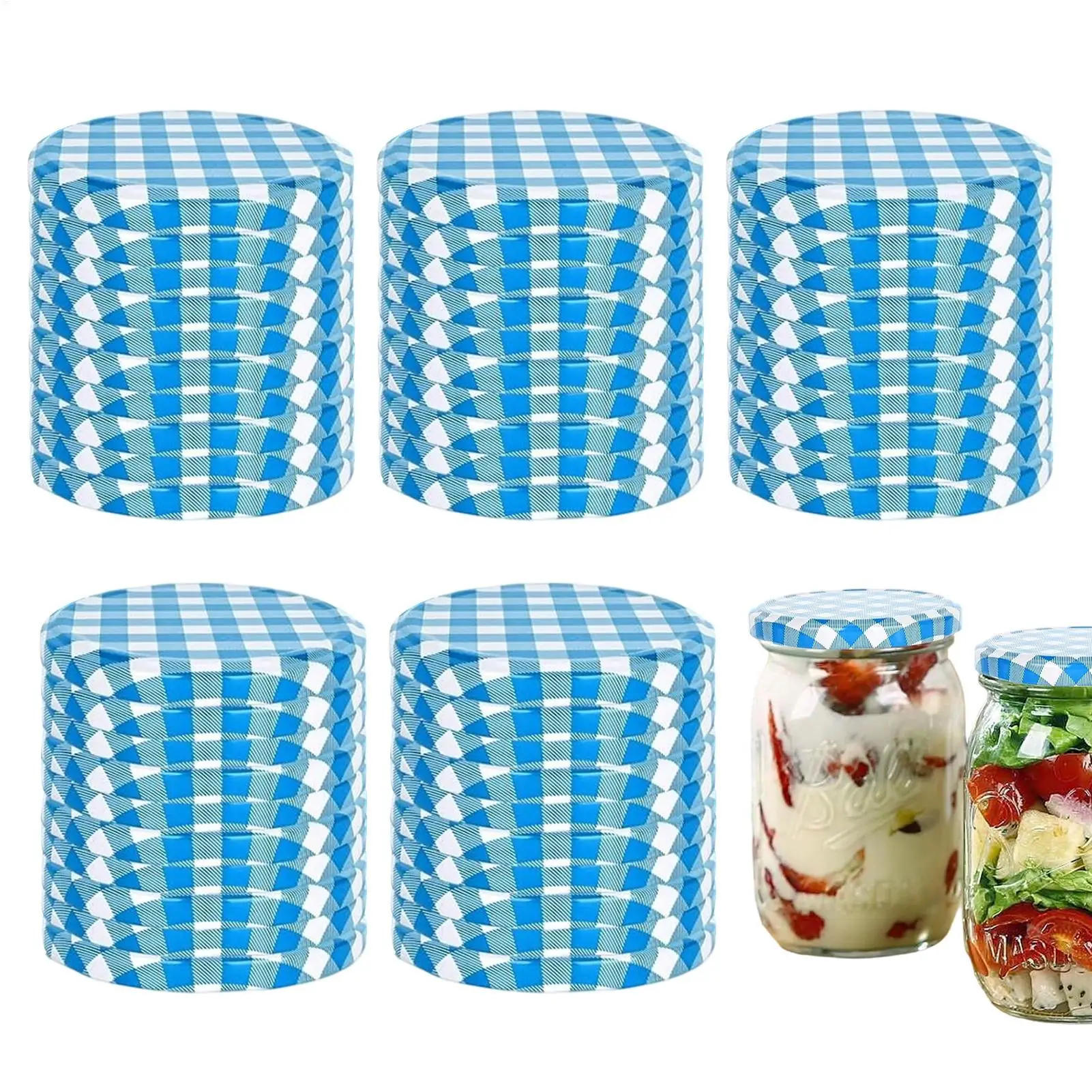 Canning Jar Lids 50 Piece Leak Proof Reusable Metal Cover 85mm Leakproof Replacement Caps For Jams Coffee Tea Fruits Food Oats