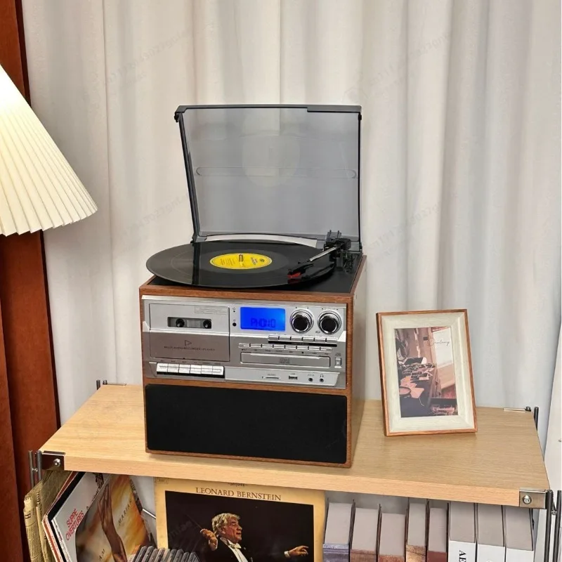 Retro Vinyl CD All-in-one Machine Bluetooth Speaker Multi-function Cassette Machine Living Room Ornament FM Radio view 2