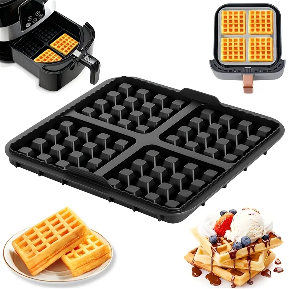 Non-Stick Square Waffle Molds,Reusable Silicone Baking Tray,Dishwasher Safe,Perfect for Belgian Waffles,Pancakes, Egg Cubes
