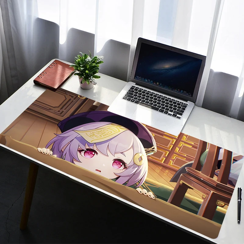 

Mouse Pad Laptop Non Slip Extended Desktop Mouse Mat PC Anime HD Keyboard Pad G-genshin Impact Qiqi Gaming Accessories Mousepad