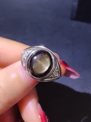 Luxury Star Light Sapphire Ring for Man 2ct 10mm*12mm Star Sapphire Man Ring Natural Sapphire3 Layers 18K Gold Plating No Fading