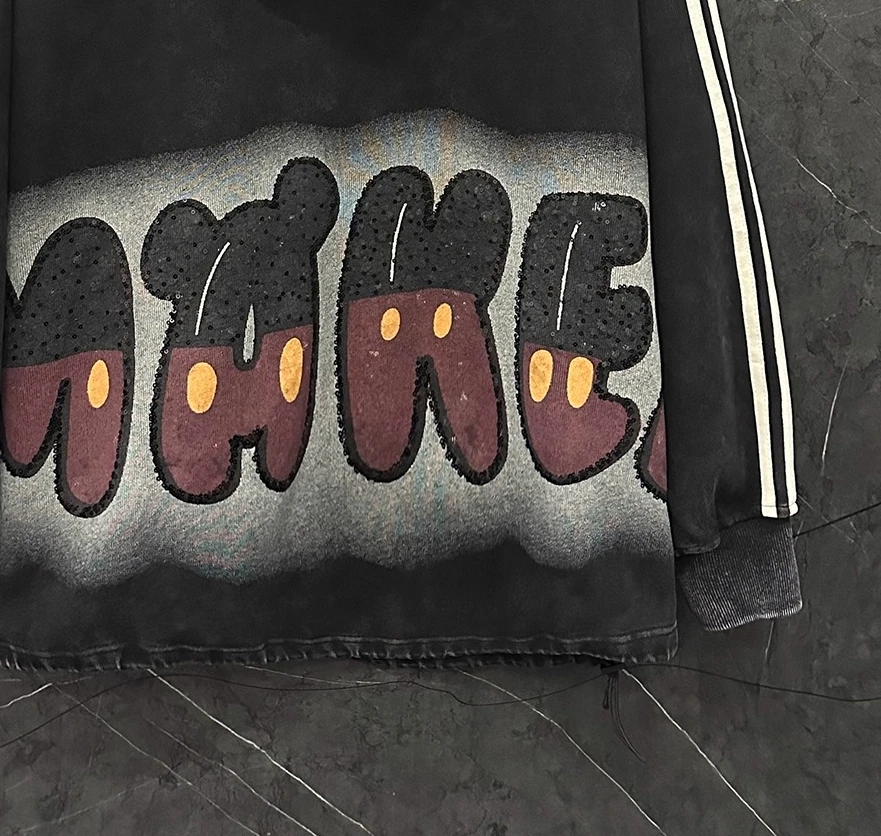 2025 Autumn New Heavy Industry Sequin Print Cartoon Hooded Sweatshirt for Women Loose Casual Fashion Top Oversized Hoodie