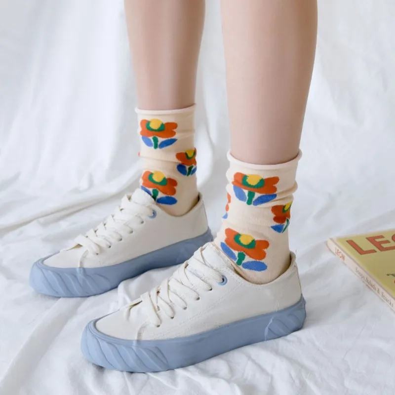 Japanese Korean Style Cartoon Flower Cute Socks Women Streetwear Skate Harajuku Kawaii Socks Autumn 38