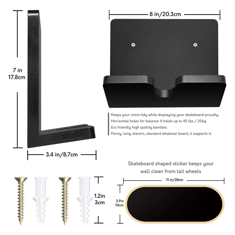 Appendiabiti da parete per Skateboard supporto per Skateboard supporti di stoccaggio per Longboard Water Skis Skateboard Hanger