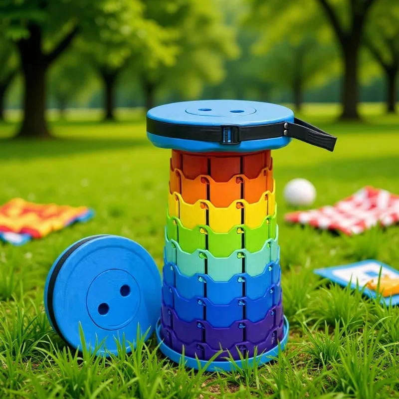 

Portable folding stool Adjustable and collapsible. Suitable for outdoor camping queues.