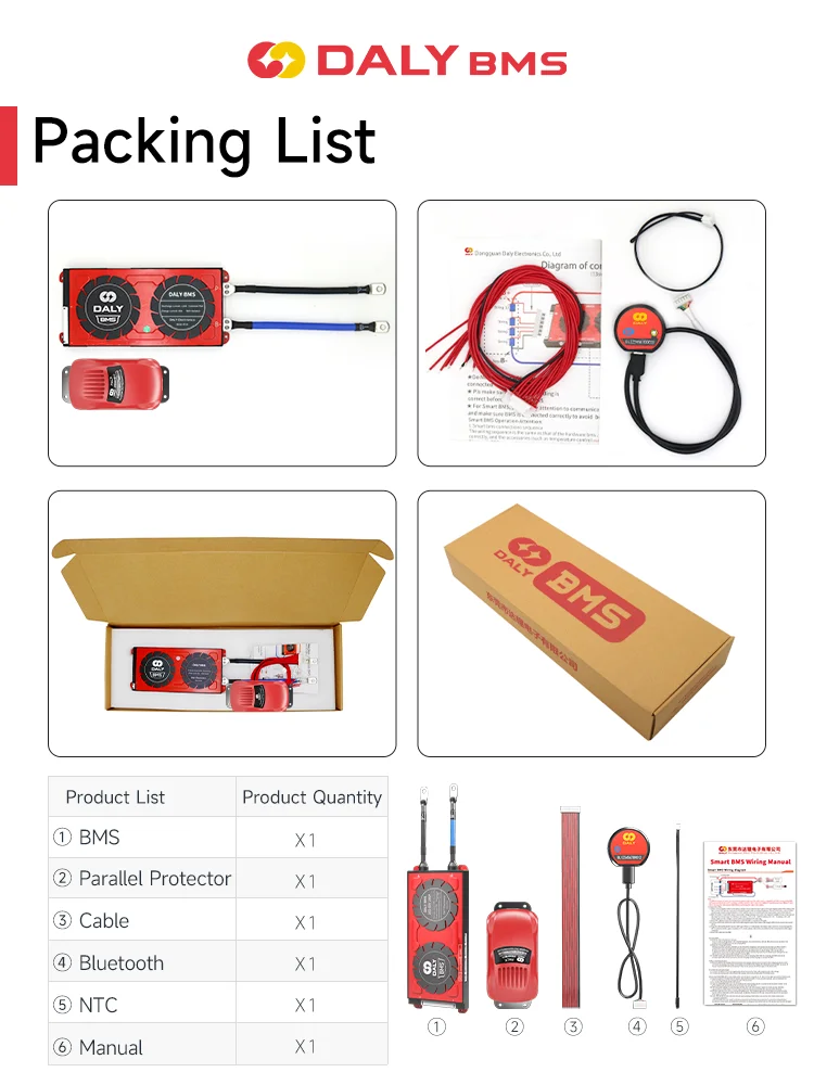 Daly lifepo4 bms parallel 5a modul 4s 12v 24v 36v 48v 30a ~ 500a li-ion 3s 7s 8s 10s 12s 13s 16s 24s bluetooth app für solar