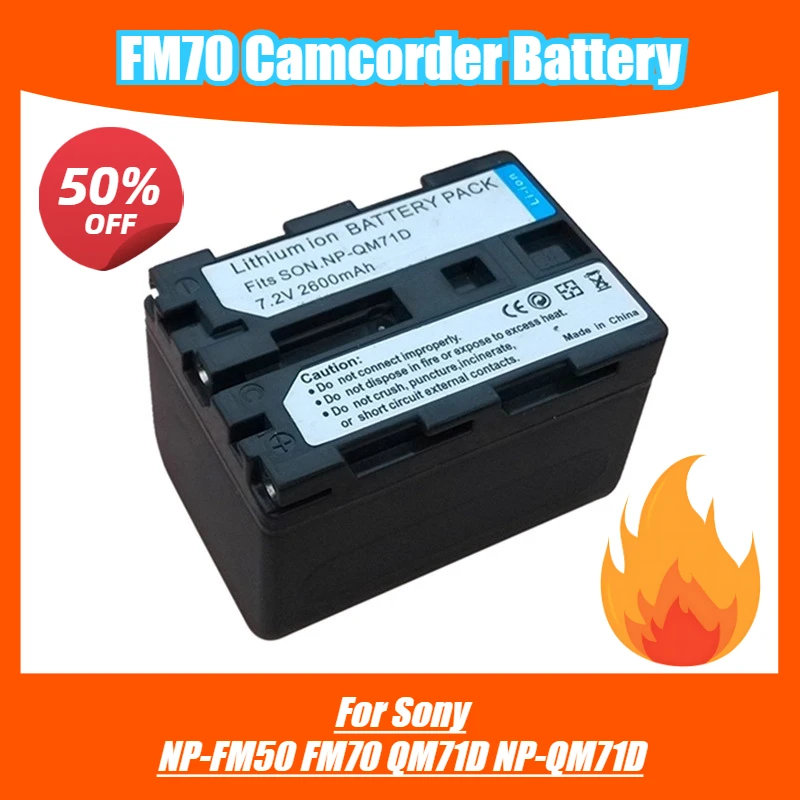 7.2V 2600mAh FM70 camcorderbatterij, voor Sony NP-FM50 FM70 QM71D NP-QM71D
