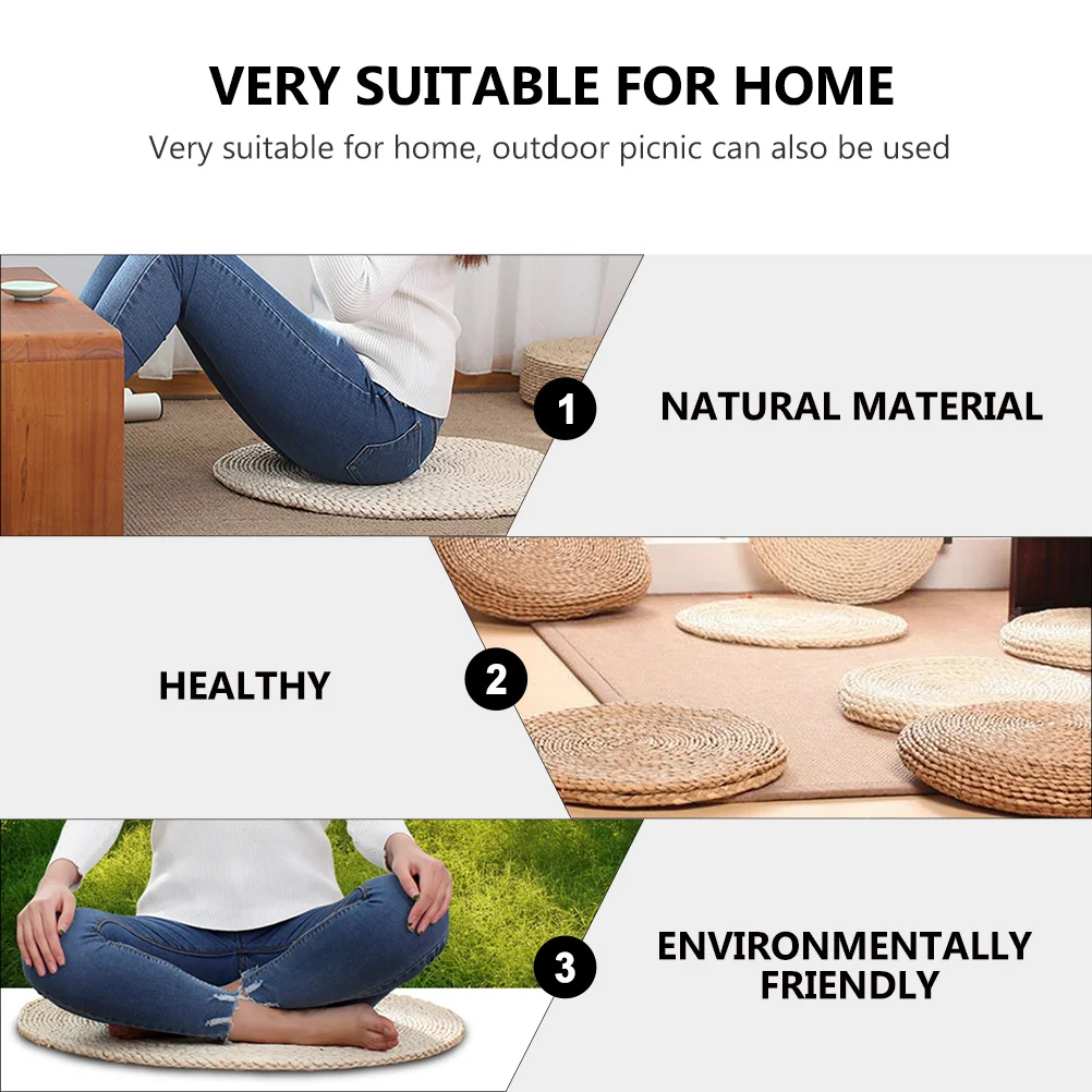 

Corn Husk Cushion Yoga Meditation Woven Mat Tatami Floor Round Seat Ground Mat H made Carpet Thickened Straw Pad