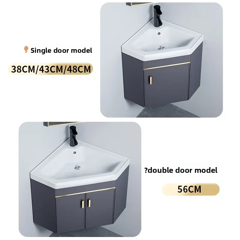 

Bathroom Cabinet Combination Ceramic Washbasin Cabinet Combination Triangle Wall-mounted Corner Wash Basin Small Apartment