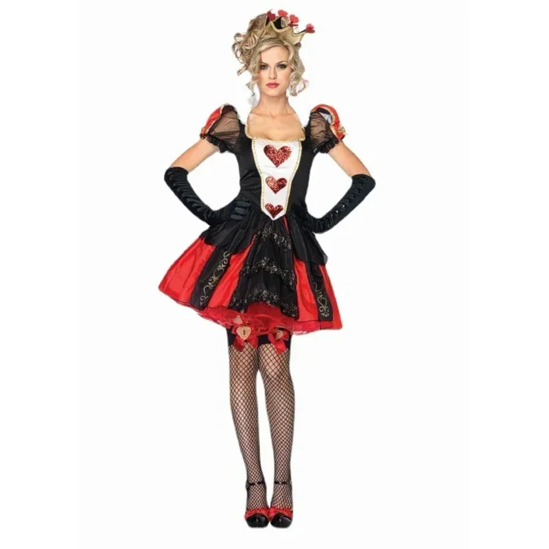 Vestido de Cosplay de Halloween para mujer, disfraz de Reina melocotón con corazón rojo, disfraz de Alice para club nocturno, disfraz de fiesta para mujer M17
