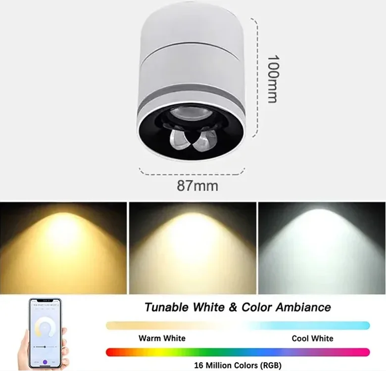 Image 6: Tube lumineux intelligent Zigbee/WiFi/Tuya RGBCCT avec angle réglable à 360° °   Tube lumineux COB compatible Alexa, Google