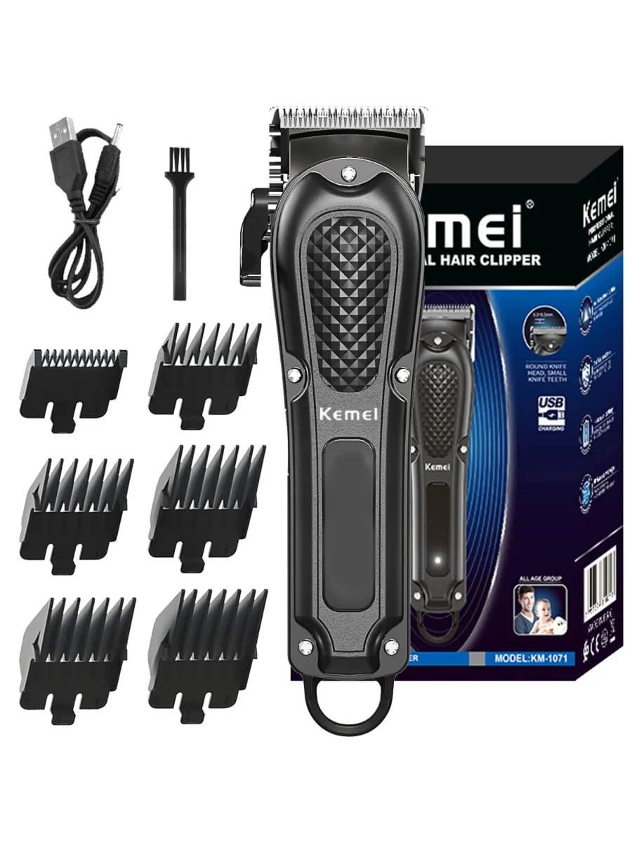 Kemei KM-1071 Electric Hair Clipper UBS Rechargeable Cordless Beard Trimmer Men Powerful Electric Hair Clipper Trimming Tool